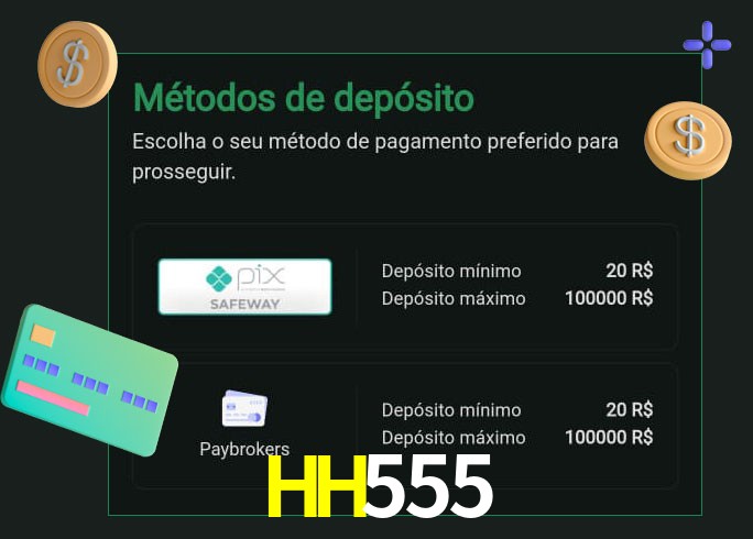 O cassino HH555 oferece uma grande variedade de métodos de pagamento
